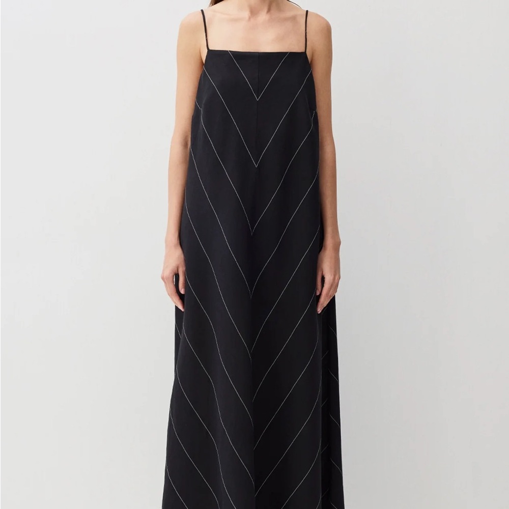 Mavi Black Maxi Dress with Subtle Stripes